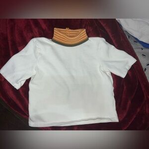 Zara Womens  White Sweater with Orange and Green Collar